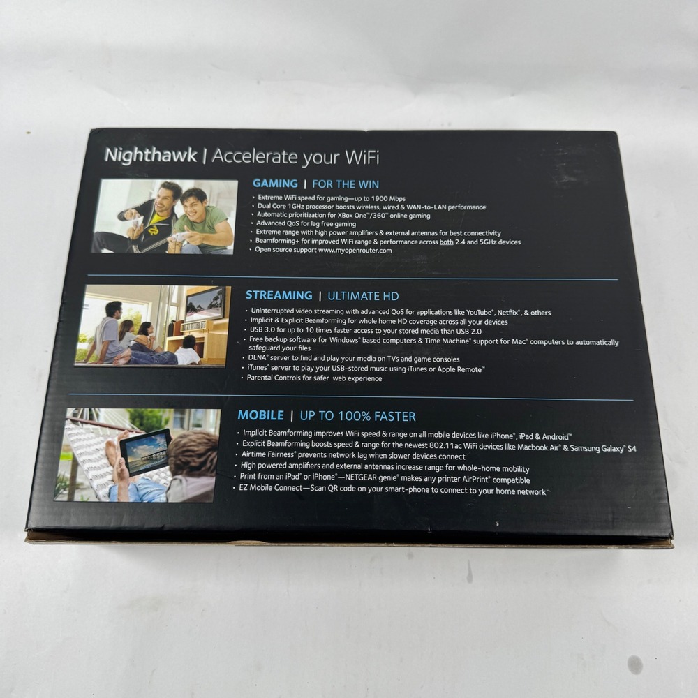 NETGEAR Nighthawk R7000 AC1900 Smart‎ WiFi Router Complete In Box - Picture 3 of 6